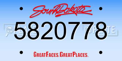 5820778 South Dakota License Plate