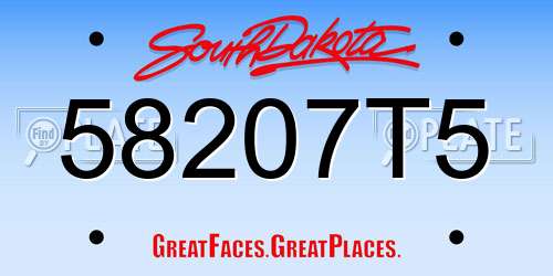 58207T5 South Dakota License Plate