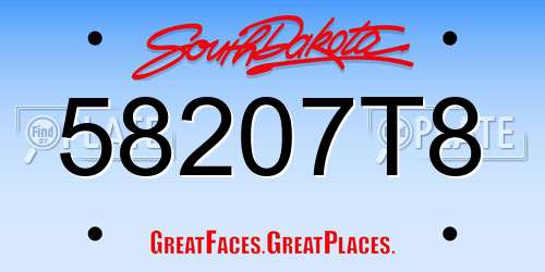 58207T8 South Dakota License Plate