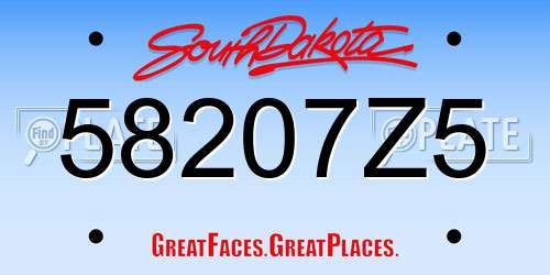 58207Z5 South Dakota License Plate