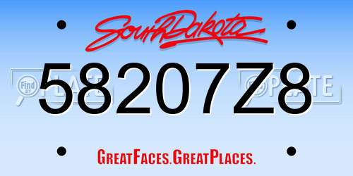 58207Z8 South Dakota License Plate