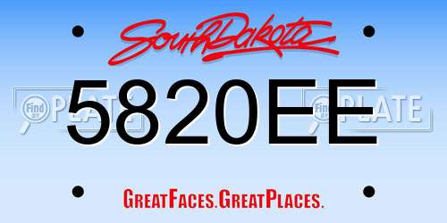 5820EE South Dakota License Plate