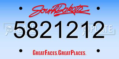 5821212 South Dakota License Plate