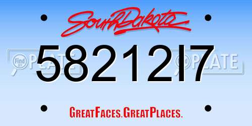 58212I7 South Dakota License Plate