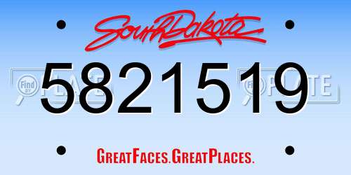 5821519 South Dakota License Plate