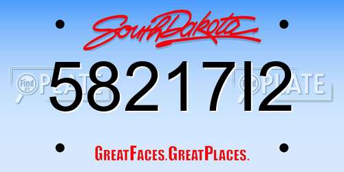 58217I2 South Dakota License Plate