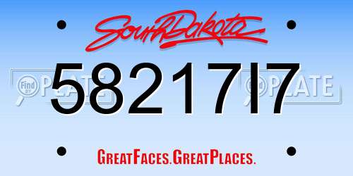 58217I7 South Dakota License Plate