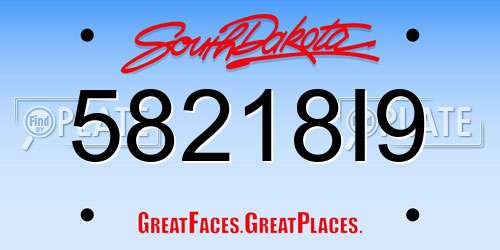 58218I9 South Dakota License Plate