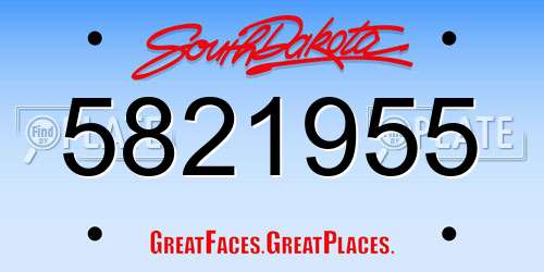 5821955 South Dakota License Plate