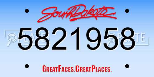 5821958 South Dakota License Plate