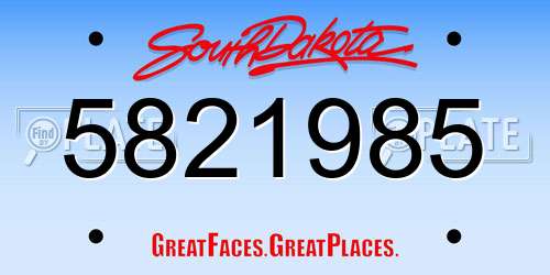 5821985 South Dakota License Plate