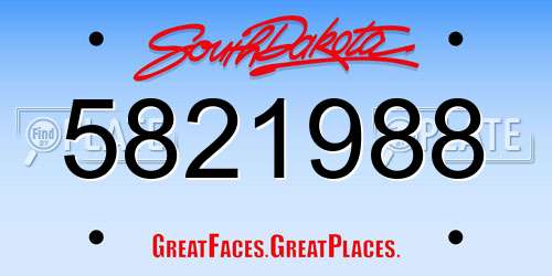 5821988 South Dakota License Plate