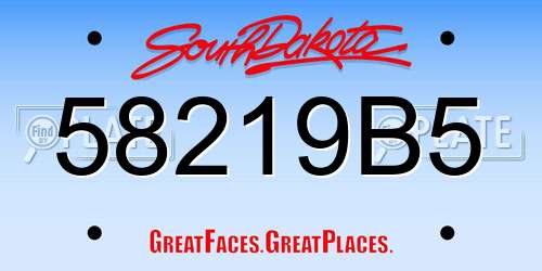 58219B5 South Dakota License Plate