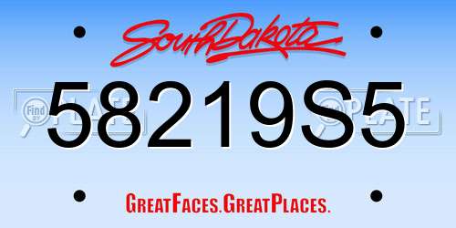 58219S5 South Dakota License Plate