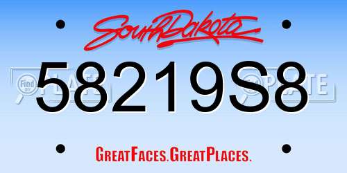 58219S8 South Dakota License Plate