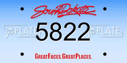 5822 South Dakota License Plate