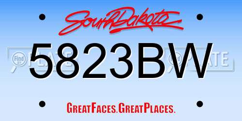 5823BW South Dakota License Plate