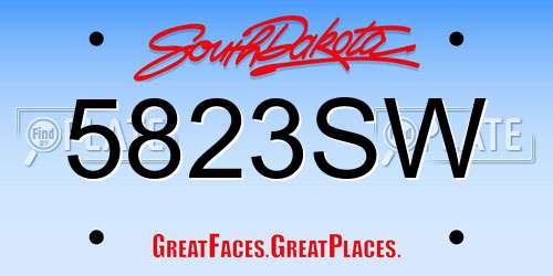 5823SW South Dakota License Plate