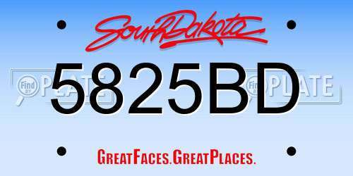 5825BD South Dakota License Plate