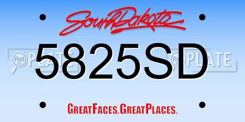 5825SD South Dakota License Plate