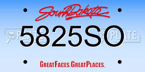 5825SO South Dakota License Plate