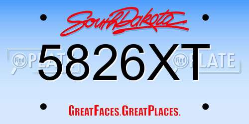 5826XT South Dakota License Plate