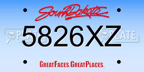 5826XZ South Dakota License Plate