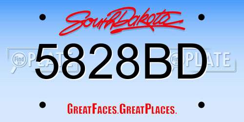 5828BD South Dakota License Plate