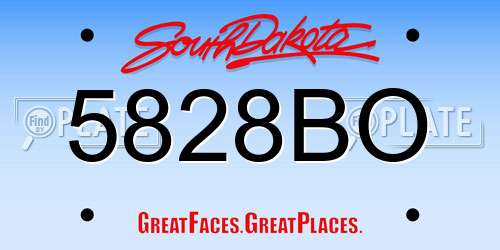 5828BO South Dakota License Plate