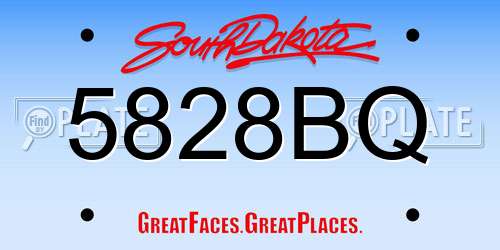 5828BQ South Dakota License Plate