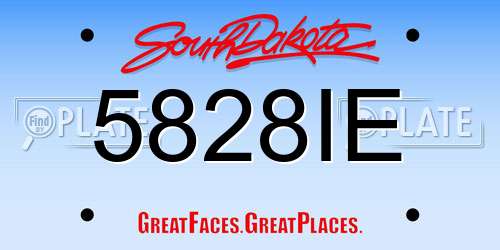 5828IE South Dakota License Plate