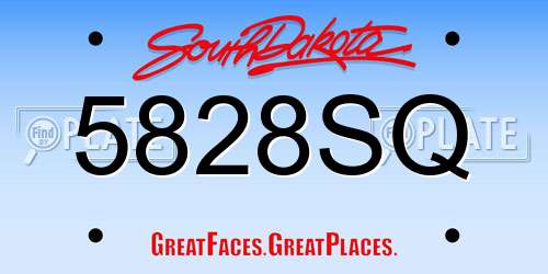 5828SQ South Dakota License Plate