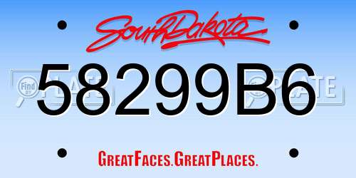58299B6 South Dakota License Plate