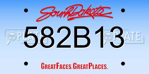 582B13 South Dakota License Plate