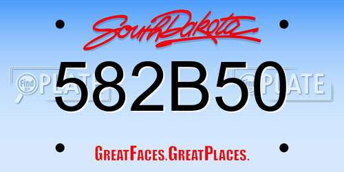 582B50 South Dakota License Plate