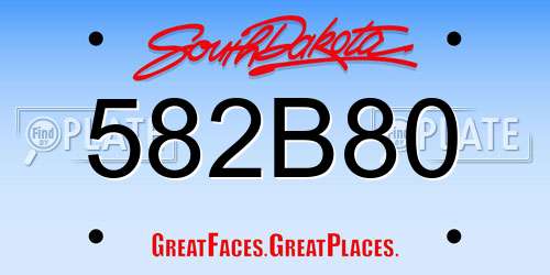 582B80 South Dakota License Plate