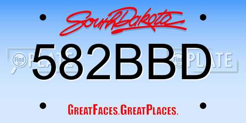 582BBD South Dakota License Plate
