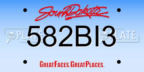 582BI3 South Dakota License Plate