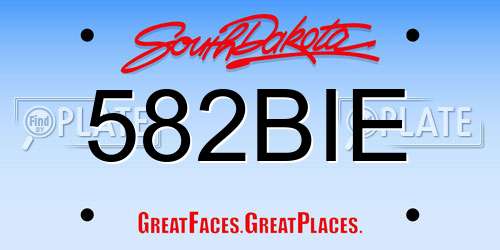 582BIE South Dakota License Plate