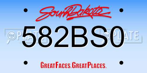 582BS0 South Dakota License Plate