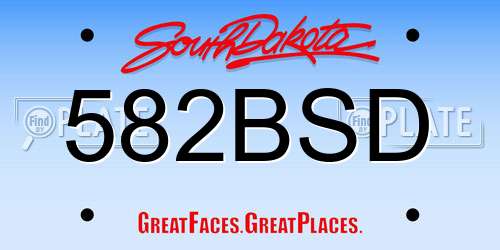 582BSD South Dakota License Plate