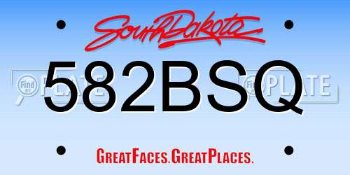 582BSQ South Dakota License Plate