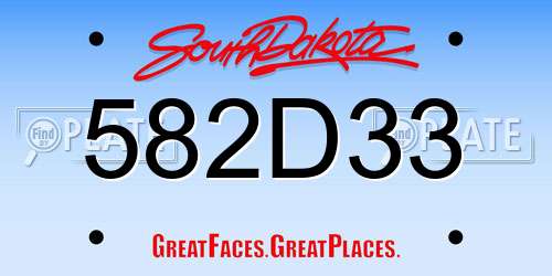 582D33 South Dakota License Plate