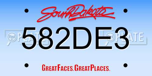 582DE3 South Dakota License Plate