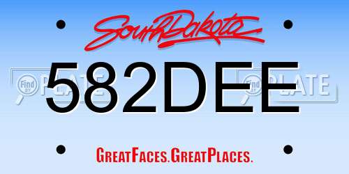 582DEE South Dakota License Plate
