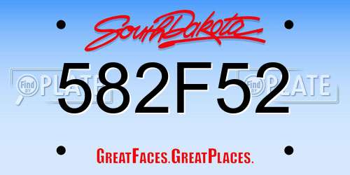 582F52 South Dakota License Plate