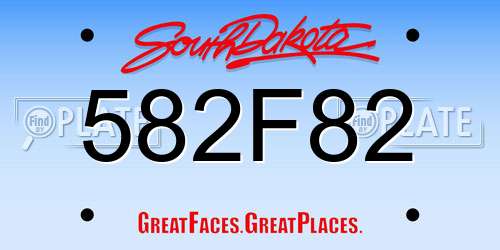 582F82 South Dakota License Plate