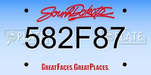 582F87 South Dakota License Plate