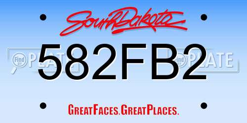 582FB2 South Dakota License Plate