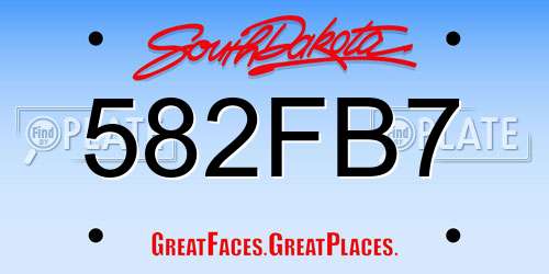 582FB7 South Dakota License Plate